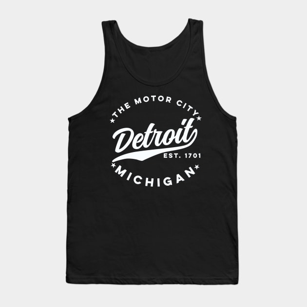 The Motor City Detroit (White Text) Tank Top by DetourShirts